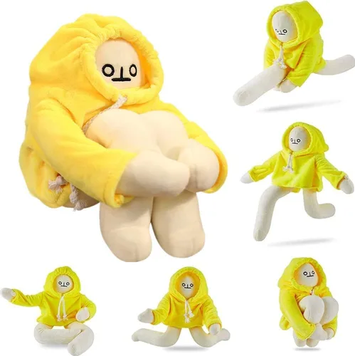 Miniatura 8 de Juguete de Peluche Hombre Banana, Muñeco Extraño Hombre Banana de 16 Pulgadas con Imán, Divertido Juguete de Descompresión Articulable de Animales