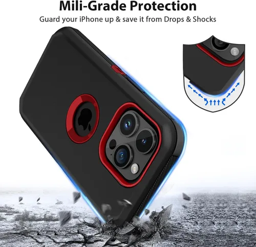 Miniatura 2 de Jiunai Funda para iPhone 15 Pro Max de Servicio Pesado con Protección contra Caídas Sin Pantalla de Doble Capa Resistente a Golpes Deportiva