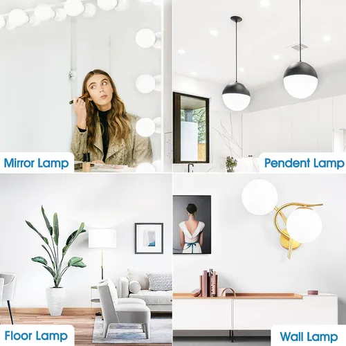 Miniatura 6 de EvaStary Bombillas de tocador, bombilla LED de globo de 6 W (equivalente a 60 W), bombillas redondas de luz diurna de 5000 K para espejo de Blanco