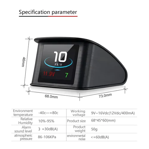 Miniatura 7 de Pantalla frontal inteligente, pantalla universal GPS de 2.2 pulgadas con pantalla de velocidad, altitud, voltaje, reloj y más alarma