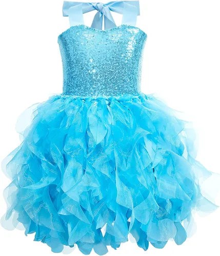 Vestido tutú para niñas con lentejuelas brillantes de tul de princesa, fiesta de cumpleaños, baile de graduación, vestido deportivo para niñas