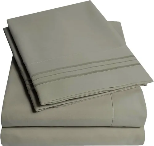 Miniatura 20 de Home Must Haves Juego de ropa de cama de lujo bordada de color liso 2000, extra suave, acogedor, bolsillo profundo de 12 pulgadas con fundas