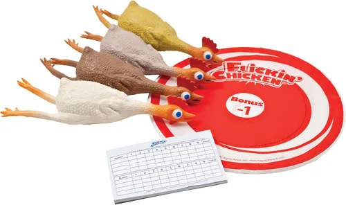 Miniatura 5 de University Games, Flickin Chicken - Juego de lanzamiento de objetivos para interiores y exteriores, juego The Go Anywhere para 2 o más jugadores a