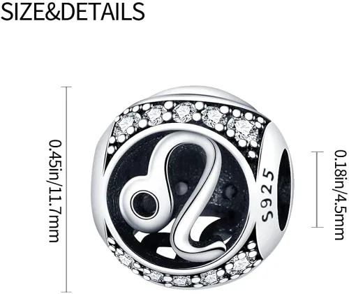 Miniatura 3 de TINSLO Zodiac Sign Bead Birthday Charms 925 Sterling Silver Birthstone Charms Fits Women's Charm Bracelet & Necklace Bangle Gifts for Girls & Friends