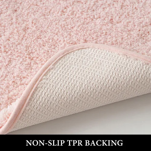 Miniatura 4 de Quadrant - Tapete de baño curvado, tapete de ducha semicircular, tapete de ducha de esquina de microfibra antideslizante, esponjoso, lavable y Rosa