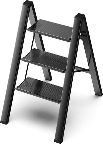 Miniatura 22 de Escalera de 6 escalones para techo de 12 pies de alto, taburete plegable de aluminio ligero con cómodo agarre, escaleras con pedal antideslizante