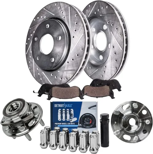 Miniatura 29 de Detroit Axle - Kit de frenos para Jeep Grand Cherokee 99-04 1999 2000 2001 2002 2003 2004 Rotores de freno de disco perforados y ranurados Pastillas