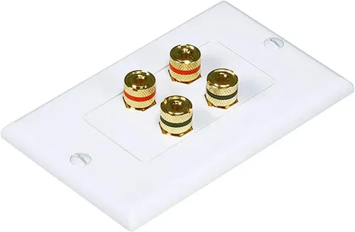 iMBAPrice Placa de pared de plátano de alta calidad, 4 conectores tipo acoplador, placa de pared para 2 altavoces