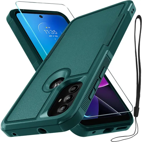 Miniatura 8 de Funda compatible con Moto G 5G 2024, cuerpo completo, resistente, resistente, a prueba de golpes, con correa de cordón, protector de pantalla