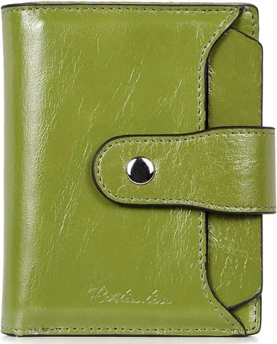 Miniatura 9 de BOSTANTEN Cartera de piel para mujer, con bloqueo RFID, pequeña, plegable, con bolsillo con cremallera, tarjetero, con ventana de identificación