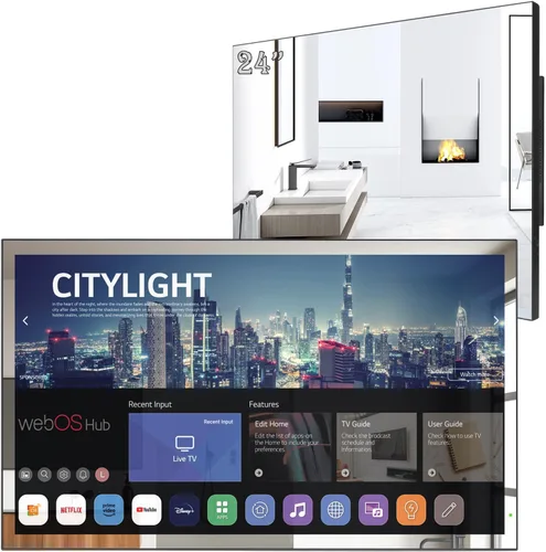 Miniatura 15 de Soulaca 22 pulgadas IP65 impermeable baño Smart Mirror TV webOS Smart TV con control de voz incorporado Wi-Fi Bluetooth ATSC DTV sintonizador ideal