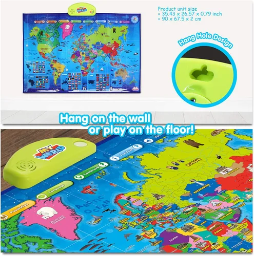 Miniatura 6 de BEST LEARNING i-Poster My World Interactive Map - Juguete educativo para niños de 5 a 12 años, juego de aprendizaje de geografía como regalo
