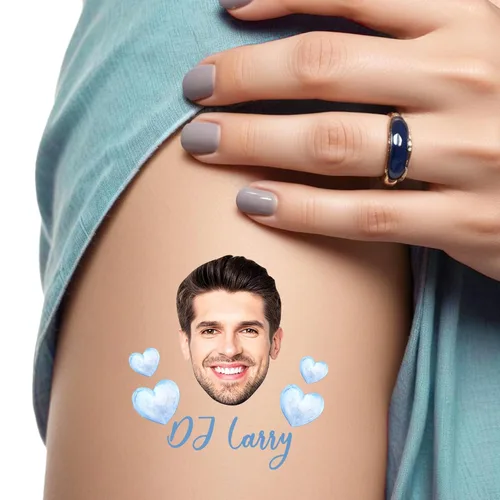 Miniatura 5 de Tatuajes personalizados temporales con nombre de novio, corazón azul, tatuajes personalizados para despedida de soltera, cumpleaños, fin de semana