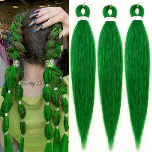 Miniatura 14 de Cabello trenzado marrón preestirado de 30 pulgadas, 3 paquetes de cabello trenzado preestirado de color 30 EZ, textura Yaki, extensiones de cabello