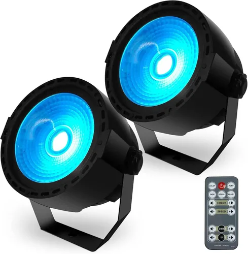 Miniatura 8 de SHEHDS Luces LED de 30 W COB Wash RGB 3 en 1 luces de fiesta con control remoto y DMX, activado por sonido para bodas, Navidad, espectáculos