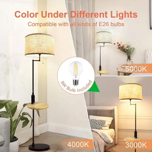 Miniatura 3 de DLLT - Lámpara de pie LED para sala de estar, luz de acento de pie con puerto de carga USB, ahorro de energía, iluminación de poste alto con mesa
