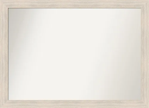 Miniatura 328 de Amanti Art Espejo de baño blanco para sobre el fregadero, 30 x 35 pulgadas, espejo de tocador rectangular estrecho de Eva de oro blanco, marco