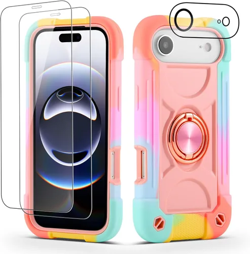 Miniatura 17 de Funda para iPhone Se3/iPhone Se2, iPhone 6/6S, iPhone 7/iPhone 8 de 4.7 pulgadas con soporte de anillo, con 2 protectores de pantalla resistentes
