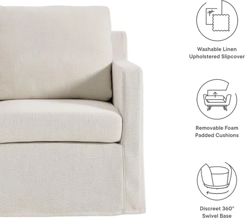 Miniatura 4 de Modway Serene - Sillón giratorio en sal - Silla tapizada de tela moderna - Sillón cubierto - Silla giratoria para sala de estar o dormitorio Salt
