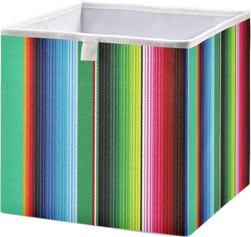 Miniatura 8 de Ollabaky Cubo de almacenamiento de girasoles, cesta de almacenamiento plegable de tela, caja organizadora de tela con asa para armarios, estantes