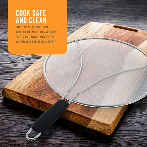 Miniatura 7 de U.S. Kitchen Supply Protector de salpicaduras de acero inoxidable de 13 pulgadas, cubierta de malla fina, grasa y aceite, pantalla de salpicaduras