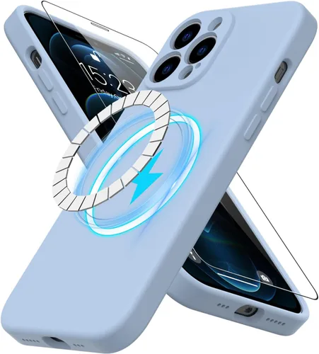 Miniatura 29 de DEENAKIN Funda magnética de silicona para iPhone 12 Pro con protector de pantalla, compatible con MagSafe, protección de cámara, funda protectora