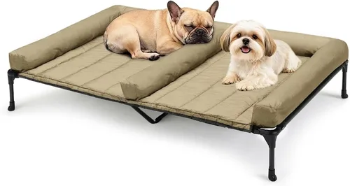 Miniatura 18 de Veehoo Cama elevada refrescante para perros + cojín doble impermeable para dos perros medianos, cama elevada para perros con tapete de apoyo