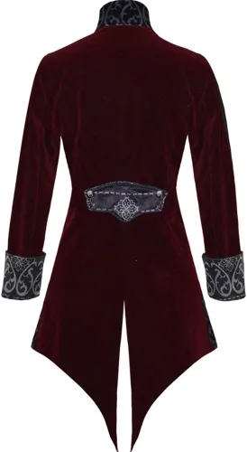 Miniatura 2 de Crubelon - Chaqueta steampunk vintage para hombre, estilo gótico, victoriano, abrigo de levita y uniforme (M, rojo)