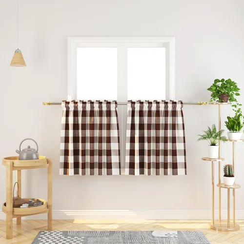 Miniatura 70 de Cenefas de cortina para ventana de 16 pulgadas de largo, 2 paneles de cuadros búfalo, cortinas pequeñas con bolsillo para barra, estilo clásico
