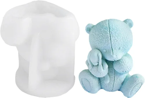 Naysku Molde de silicona para velas de oso 3D, bonito molde de jabón de oso, molde de fundición de resina de oso para bricolaje, velas de jabón
