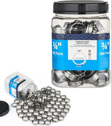 Anillos de abrazadera PEX de 3/4 pulgadas, paquete de 100 anillos de crimpado de acero inoxidable para tubos