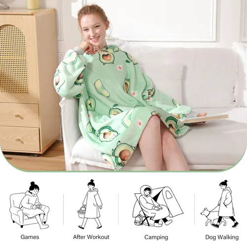 Miniatura 6 de LetsFunny Sudadera con capucha estilo cobija, súper suave, cálida y acogedora, con bolsillo gigante, de sherpa y forro polar, para mujeres, hombres