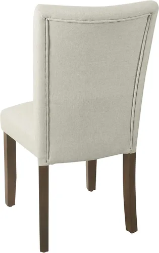 Miniatura 123 de Homepop Silla de comedor con detalles festoneados, sillas de comedor Parsons tapizadas, muebles decorativos para el hogar, tejido gris claro