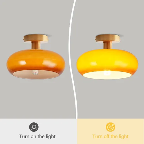 Miniatura 4 de Lámpara de techo empotrada de cristal naranja moderna cerca del techo con pantalla de vidrio de leche de 11 pulgadas, lámpara de montaje empotrado