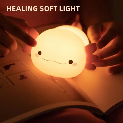 Miniatura 3 de IFTHFOUR Luz Nocturna de Axolotl – Linda Lámpara Recargable y Ajustable de Silicona, Decoración Kawaii para Habitación de Niños Niñas y Niños