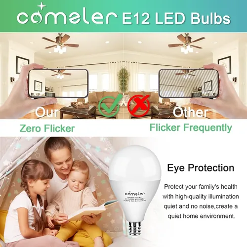 Miniatura 5 de comzler Bombilla LED E12 con base de candelabro, bombilla pequeña equivalente a 60 W, 4000 K, luz natural de día, bombillas para ventilador de techo