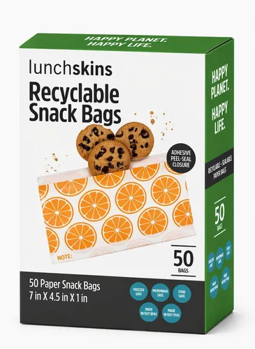 Miniatura 3 de Lunchskins Bolsas de Sándwich XL Reciclables y Sellables – 50 Unidades Diseño de Rayas Bolsas Ecológicas para Almacenamiento de Alimentos Hechas