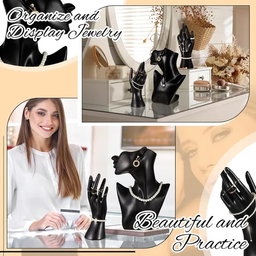 Miniatura 6 de Kigley - Juego de exhibición de joyería con maniquí que incluye soporte para busto boutique, soporte para pendientes, exhibidor de mano y soporte