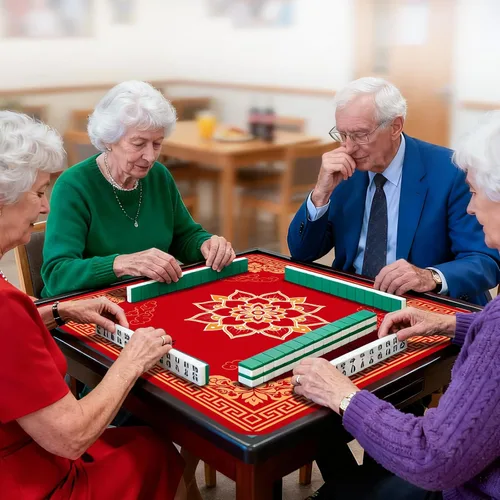Miniatura 7 de Tapete de Mahjong rojo para mesa, tapete de mesa Mahjong de 31 x 31 pulgadas, antideslizante, reducción de ruido, con bolsa de transporte, cubierta