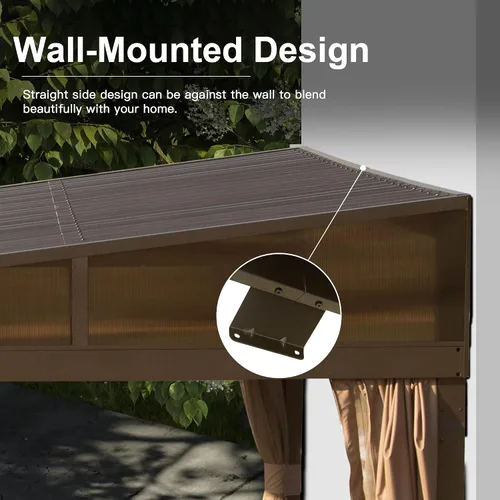 Miniatura 54 de Domi - Solárium de pared montado de 10 x 14 pies, solárium de pared con techo inclinado de policarbonato de aluminio, casa de pantalla de PC