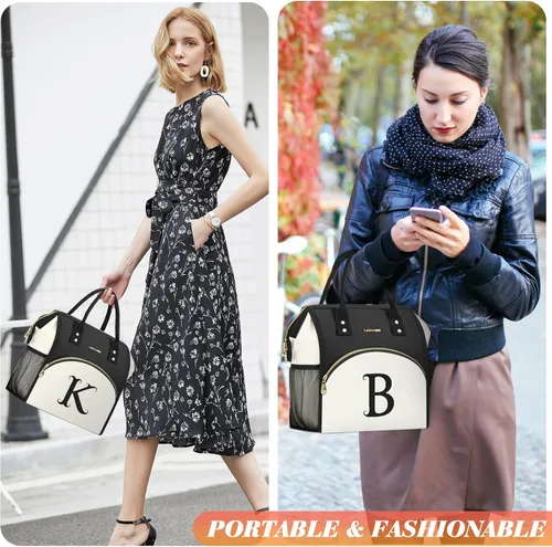 Miniatura 8 de Bolsa de almuerzo personalizada para mujer, elegante, reutilizable, aislada, con iniciales, para amiga, grande, de apertura ancha, resistente al