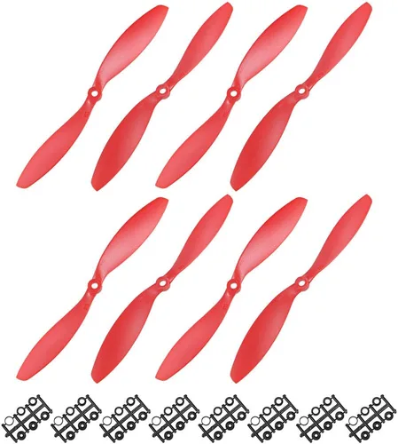 uxcell Hélices RC CW CCW 9047 9x4.7 pulgadas, 2 paletas de ala fija, nailon rojo, 4 pares con anillos adaptadores