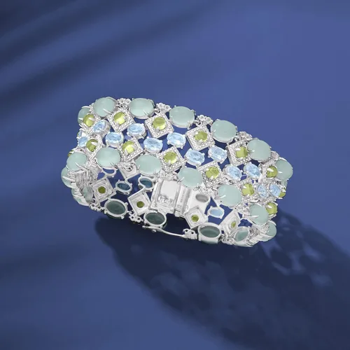Miniatura 5 de Ross-Simons 84.80 qt. T. W. Pulsera de piedras preciosas múltiples en plata de ley