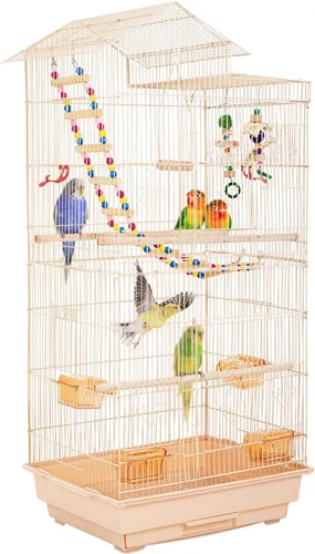 FDW Jaula para pájaros de 39 pulgadas con soporte rodante y bandeja extraíble fácil de limpiar, jaula de loro para pinzones, canarios, periquitos,