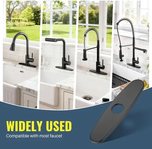 Miniatura 7 de Placa de Grifo, ALEASHA Cubierta para Fregadero de Cocina Placa de Acero Inoxidable Negro Mate para Grifo de Fregadero de Baño o Cocina de 1 o 3