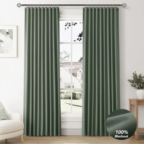 Miniatura 34 de Natural Linen 100% Blackout Curtains for Bedroom 98 Inch Length 2 Panels Set Back Tab Cream Neutral Farmhouse Living Room Darkening Curtain Track