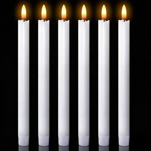 Miniatura 14 de Wondise Velas Cónicas Sin Llama con Control Remoto Temporizador, Candelabros Rojos Cerosos Reales a Batería Velas LED de Mecha 3D para Decoración