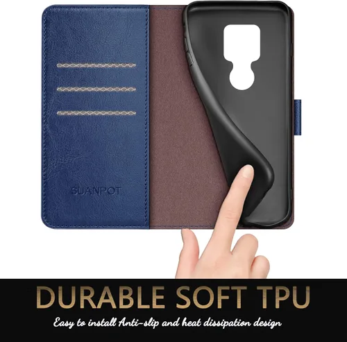 Miniatura 5 de SUANPOT Funda con bloqueo RFID para Motorola Moto G Play 2021 con funda tipo cartera y tarjetero de piel sintética, funda para teléfono tipo libro