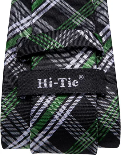 Miniatura 39 de Hi-Tie Corbatas de seda para hombre, diseño de cachemira a rayas, con bolsillo, gemelos cuadrados, conjunto formal de negocios