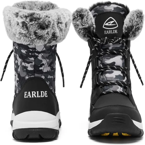 Miniatura 4 de EARLDE Womens Snow Boot With Waterproof Lace Up Mid-Calf Outdoor Winter Deep Tread Rubber Sole